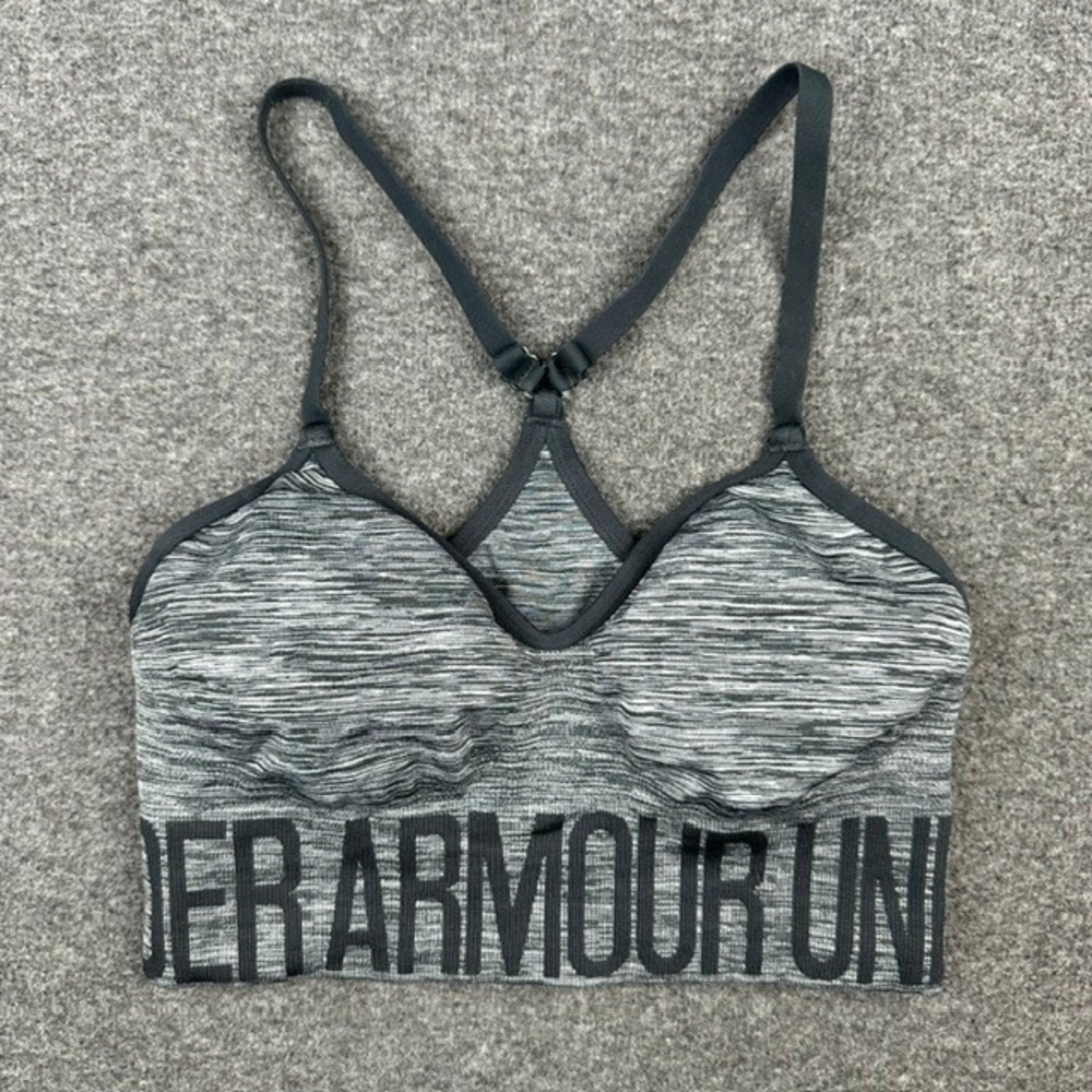 Under Armour Womens Seamless Heathered Space Dye Sports Bra Grey SMALL - No Pads